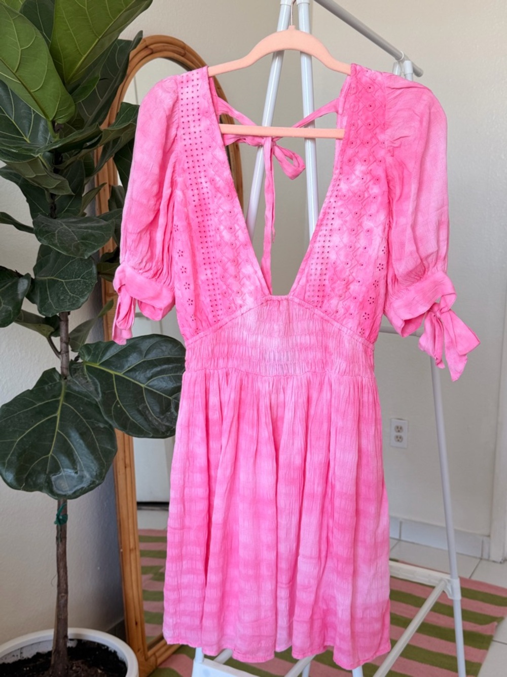 ASOS Pink Mini Dress with Smocked Waist - Picture 6 of 15